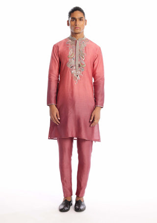 Aisha Rao Men-Dawn Old Rose Kurta And Pants-INDIASPOPUP.COM