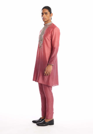 Aisha Rao Men-Dawn Old Rose Kurta And Pants-INDIASPOPUP.COM
