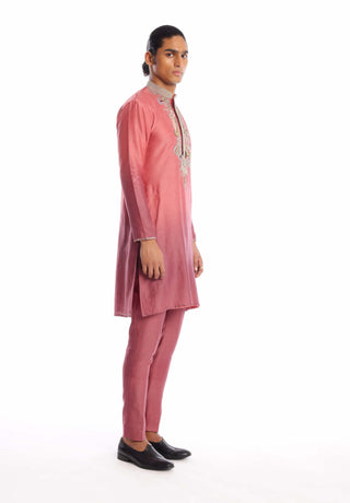 Aisha Rao Men-Dawn Old Rose Kurta And Pants-INDIASPOPUP.COM