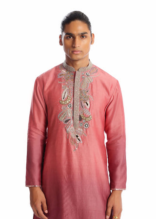 Aisha Rao Men-Dawn Old Rose Kurta And Pants-INDIASPOPUP.COM