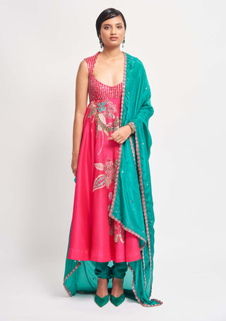 Aisha Rao-Cerise Pink Anarkali Set-INDIASPOPUP.COM