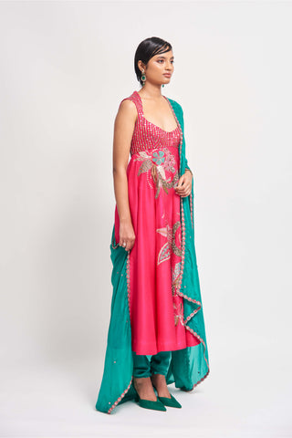 Aisha Rao-Cerise Pink Anarkali Set-INDIASPOPUP.COM