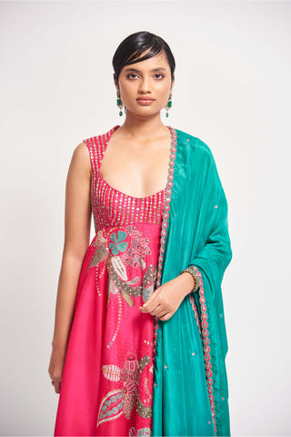 Aisha Rao-Cerise Pink Anarkali Set-INDIASPOPUP.COM