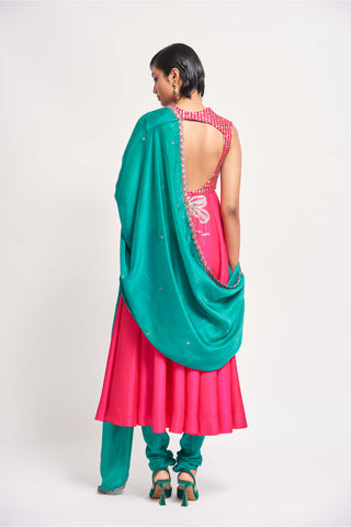 Aisha Rao-Cerise Pink Anarkali Set-INDIASPOPUP.COM