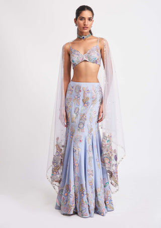 Aisha Rao-Wisteria Livid Blue Mermaid Lehenga Set-INDIASPOPUP.COM
