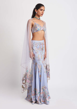 Aisha Rao-Wisteria Livid Blue Mermaid Lehenga Set-INDIASPOPUP.COM