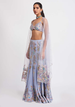 Aisha Rao-Wisteria Livid Blue Mermaid Lehenga Set-INDIASPOPUP.COM