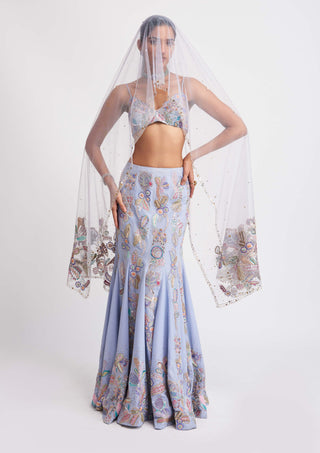 Aisha Rao-Wisteria Livid Blue Mermaid Lehenga Set-INDIASPOPUP.COM