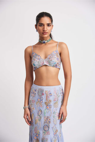 Aisha Rao-Wisteria Livid Blue Mermaid Lehenga Set-INDIASPOPUP.COM