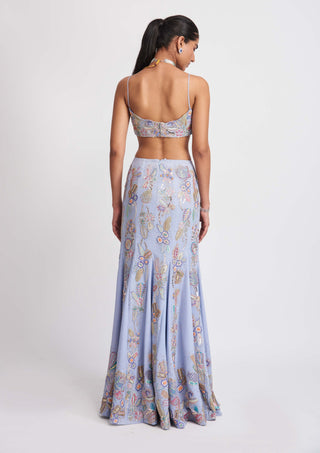 Aisha Rao-Wisteria Livid Blue Mermaid Lehenga Set-INDIASPOPUP.COM