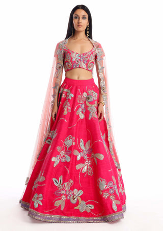 Aisha Rao-Carmine Pink Lehenga Set-INDIASPOPUP.COM