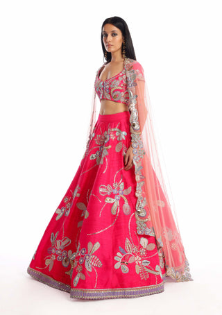 Aisha Rao-Carmine Pink Lehenga Set-INDIASPOPUP.COM