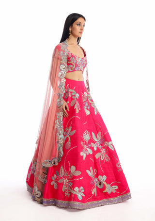 Aisha Rao-Carmine Pink Lehenga Set-INDIASPOPUP.COM