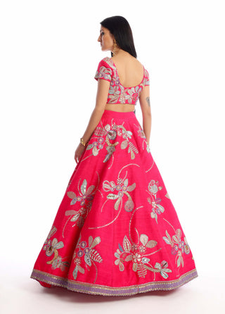 Aisha Rao-Carmine Pink Lehenga Set-INDIASPOPUP.COM