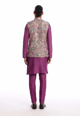 Aisha Rao Men-Heliotrope Purple Kurta And Bundi Set-INDIASPOPUP.COM