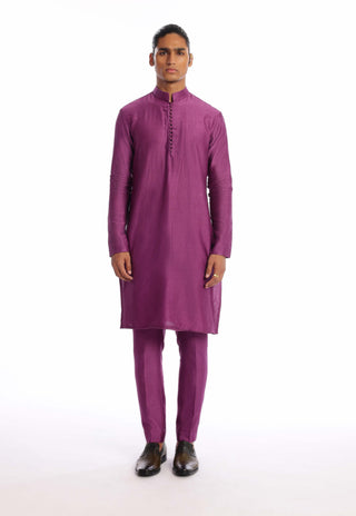 Aisha Rao Men-Heliotrope Purple Kurta And Bundi Set-INDIASPOPUP.COM