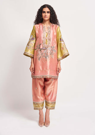 Aisha Rao-Persica Peach Kurta Set-INDIASPOPUP.COM