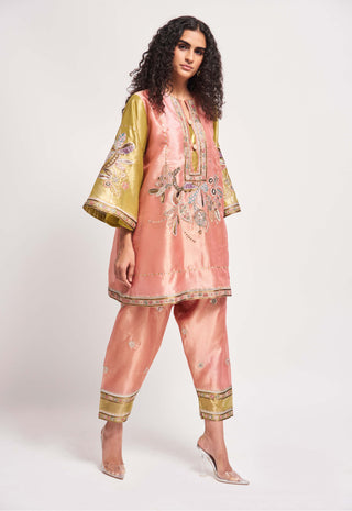 Aisha Rao-Persica Peach Kurta Set-INDIASPOPUP.COM