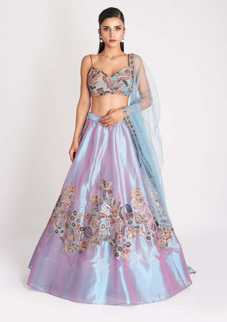 Aisha Rao-Opaline Wisteria Blue Lehenga Set-INDIASPOPUP.COM