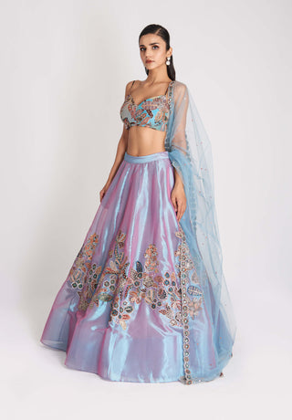 Aisha Rao-Opaline Wisteria Blue Lehenga Set-INDIASPOPUP.COM