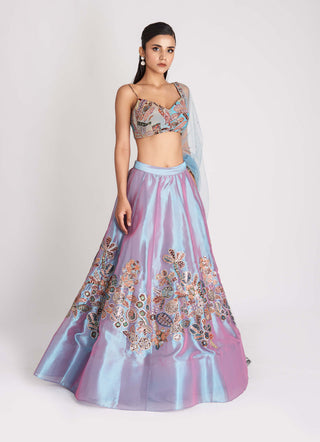 Aisha Rao-Opaline Wisteria Blue Lehenga Set-INDIASPOPUP.COM