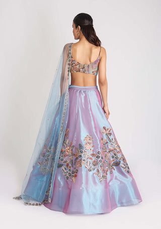 Aisha Rao-Opaline Wisteria Blue Lehenga Set-INDIASPOPUP.COM