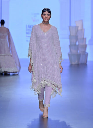 Vvani By Vani Vats-Powder Lilac Pearl Kaftan And Pants-INDIASPOPUP.COM