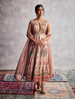 Peach Beige Anarkali Set by Aman Takyar available on Indiaspopup.com