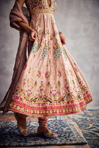 Peach Beige Anarkali Set by Aman Takyar available on Indiaspopup.com