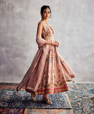 Peach Beige Anarkali Set by Aman Takyar available on Indiaspopup.com