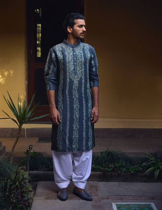 Jaisalmer Slate Gray Kurta And Salwar by Ankit V Kapoor available on Indiaspopup.com