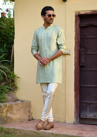 Gajner Mint Green Kurta And Churidar by Ankit V Kapoor available on Indiaspopup.com