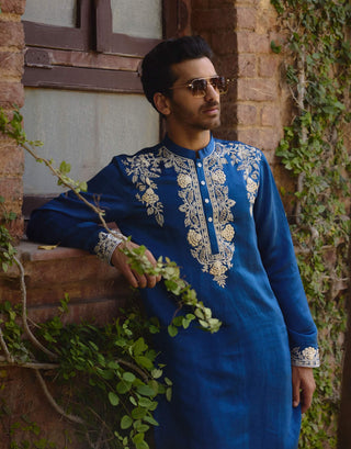 Kapurthala Electric Blue Kurta And Salwar by Ankit V Kapoor available on Indiaspopup.com