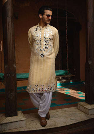 Juna Mahal Gold Kurta And Salwar by Ankit V Kapoor available on Indiaspopup.com