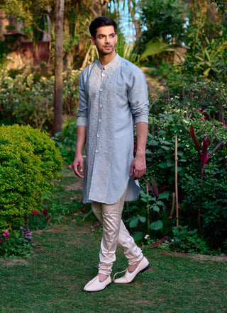 Mandawa Ash Gray Kurta And Churidar by Ankit V Kapoor available on Indiaspopup.com