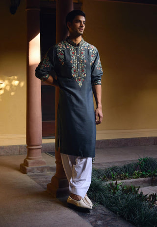 Asirgarh Slate Gray Kurta And Salwar by Ankit V Kapoor available on Indiaspopup.com