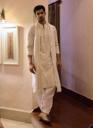 Umaid Ivory Kurta Set by Ankit V Kapoor available on Indiaspopup.com