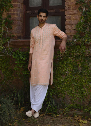 Rambagh Peach Kurta And Salwar by Ankit V Kapoor available on Indiaspopup.com
