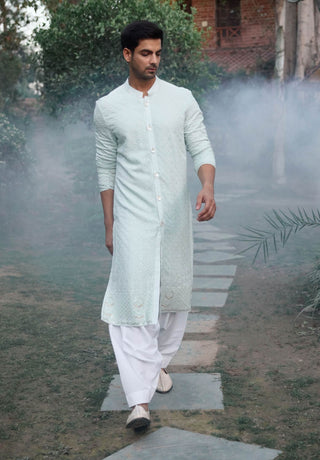 Hawa Mahal Powder Blue Kurta And Salwar by Ankit V Kapoor available on Indiaspopup.com