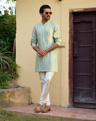 Raas Mint Green Bundi Set by Ankit V Kapoor available on Indiaspopup.com