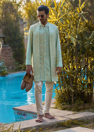 Fateh Mint Green Bundi Set by Ankit V Kapoor available on Indiaspopup.com