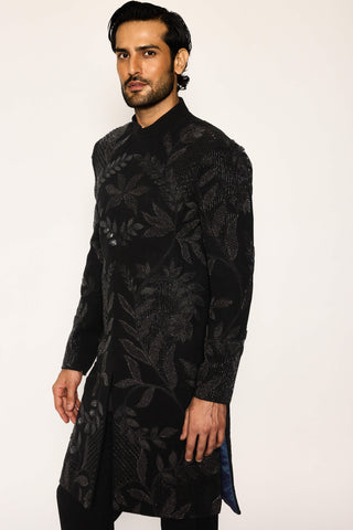 Obsidian bloom indo western jacket set