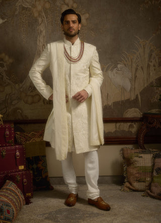 Afreen monochrome ivory sherwani set