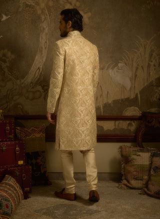 Mehraan ivory silk sherwani set