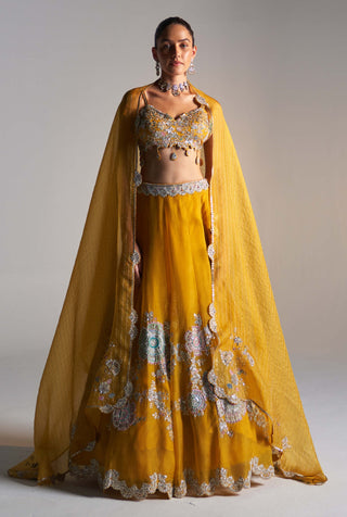Honey Gold Embroidered Lehenga Set by Osaa By Adarsh, available on Indiaspopup.com
