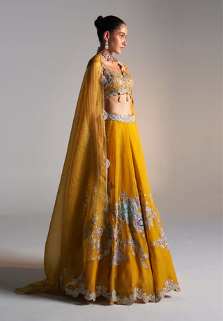 Honey Gold Embroidered Lehenga Set by Osaa By Adarsh, available on Indiaspopup.com