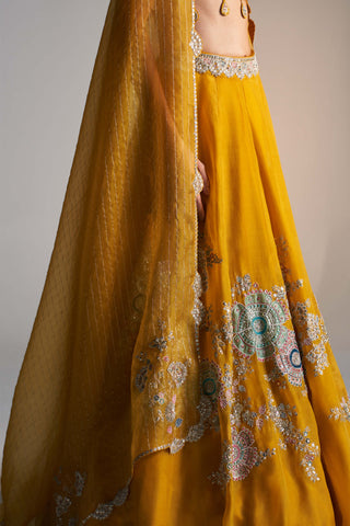 Honey Gold Embroidered Lehenga Set by Osaa By Adarsh, available on Indiaspopup.com