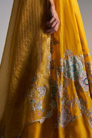 Honey Gold Embroidered Lehenga Set by Osaa By Adarsh, available on Indiaspopup.com
