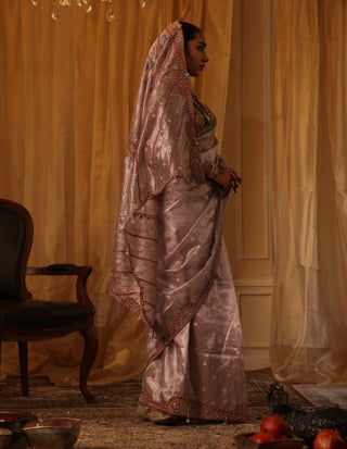 Purple 6-yard pure zari tissue sari and blouse