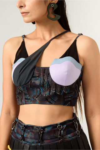 Siddhant Aggarwal-Agitation Printed Bustier-INDIASPOPUP.COM